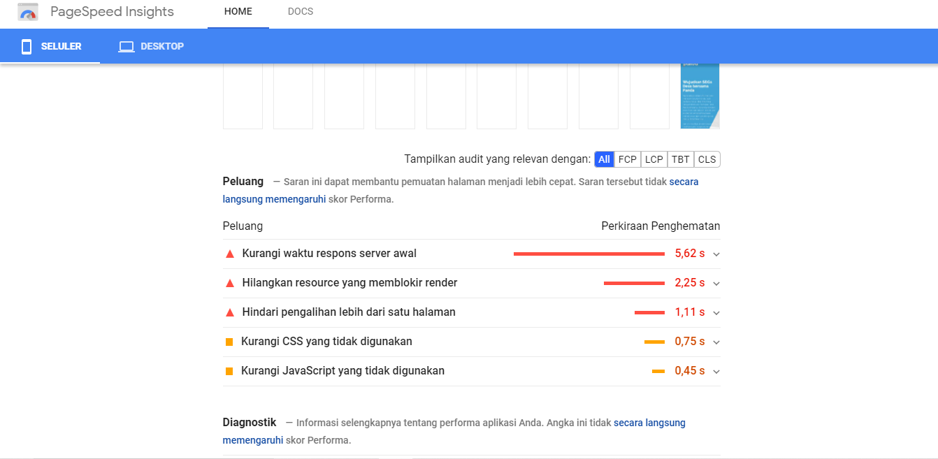 kecepatan website