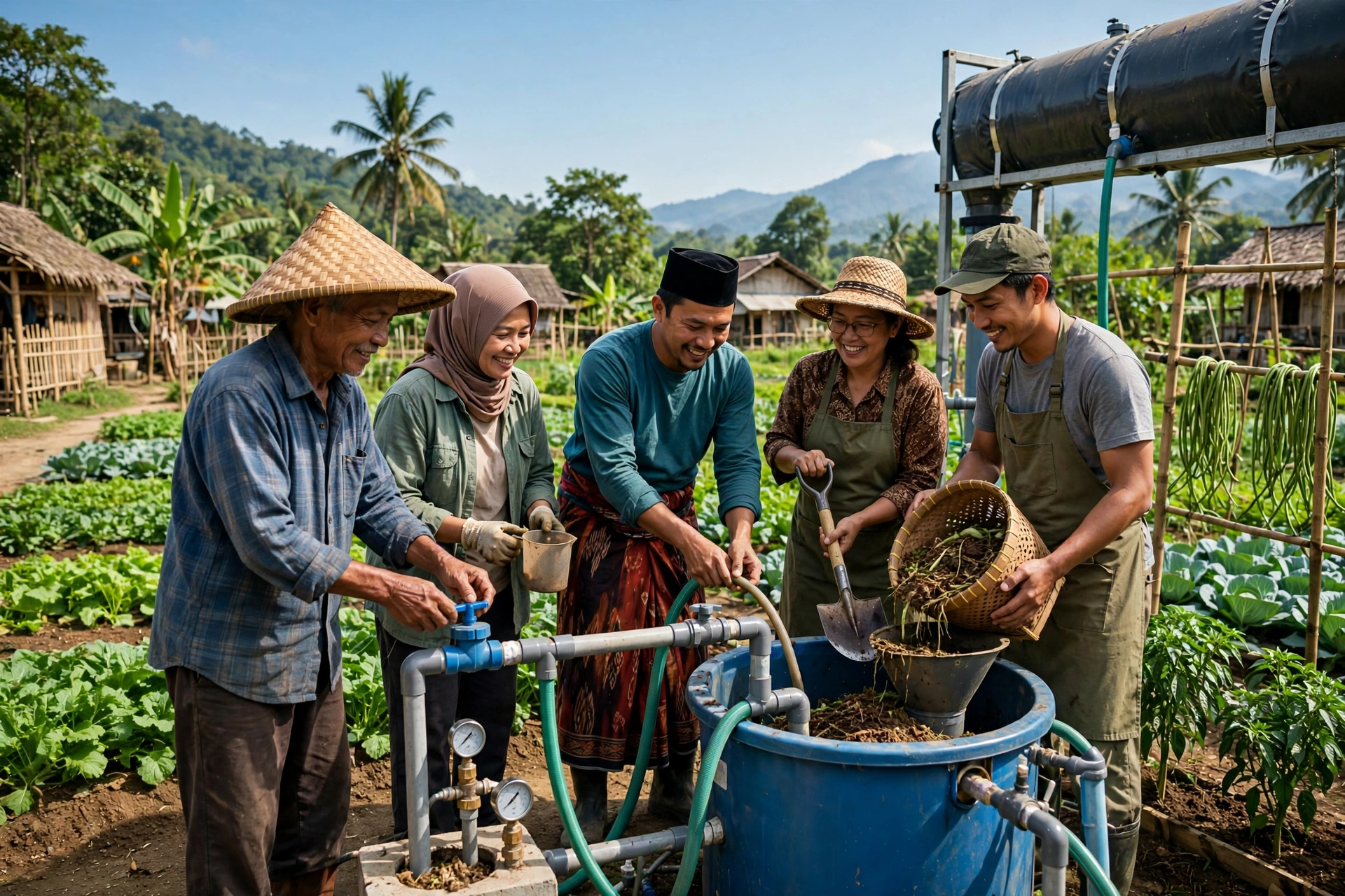 Gotong royong warga dalam pendampingan teknologi tepat guna instalasi biogas desa