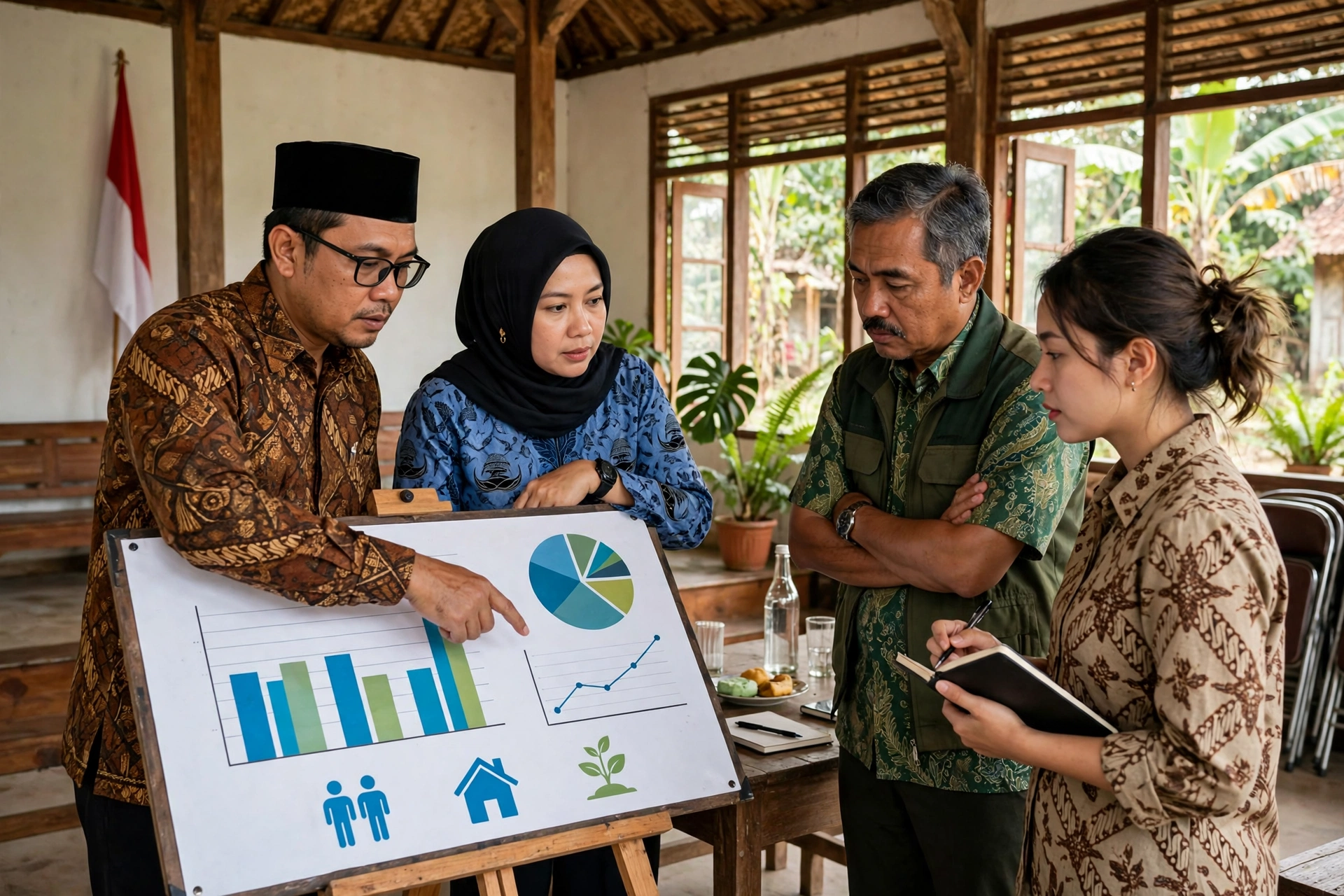 Kebijakan berbasis data di balai desa Indonesia: perangkat desa meninjau papan data statistik