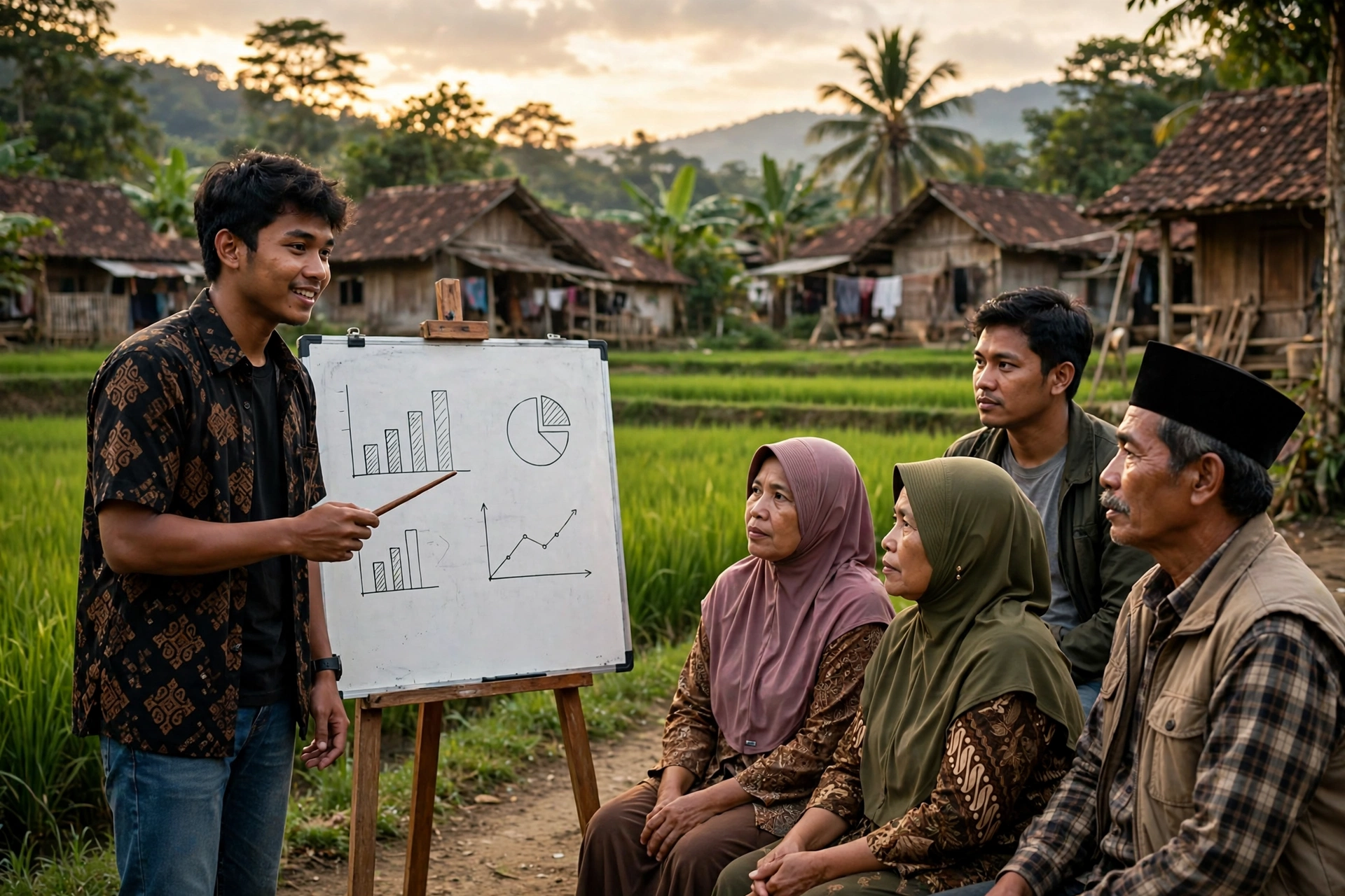 Kebijakan berbasis data: pemuda desa mempresentasikan data kepada warga