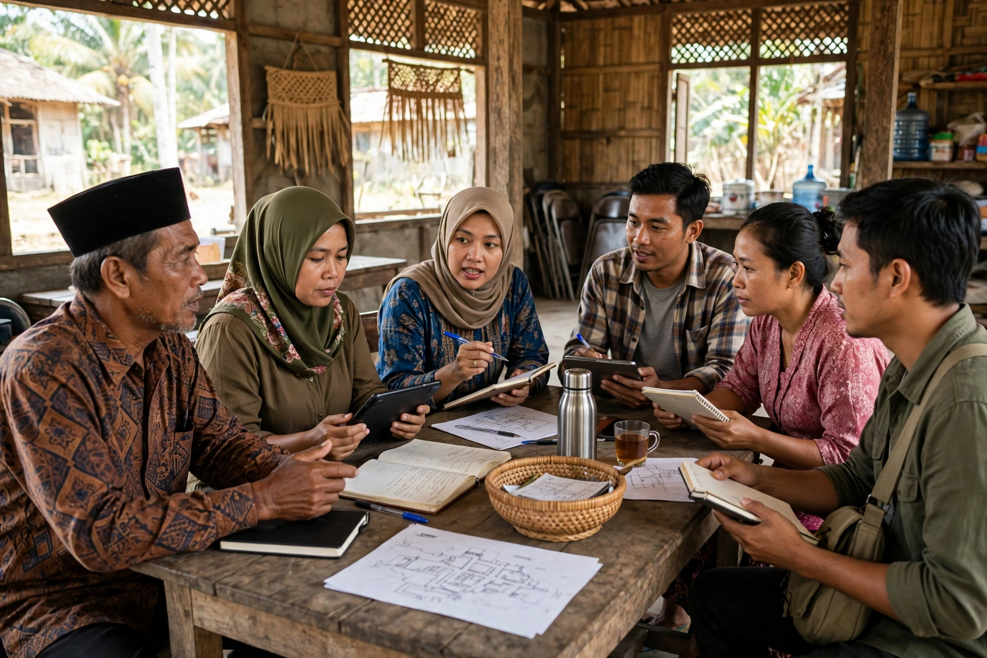 Tim digital desa berbudaya digital berdiskusi dalam musyawarah warga