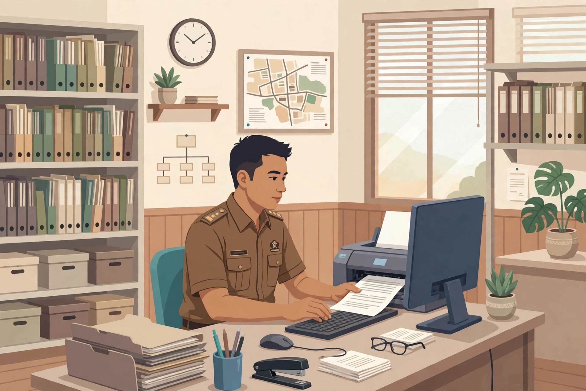 Petugas desa mencetak surat keterangan digital, optimalisasi pelayanan publik desa