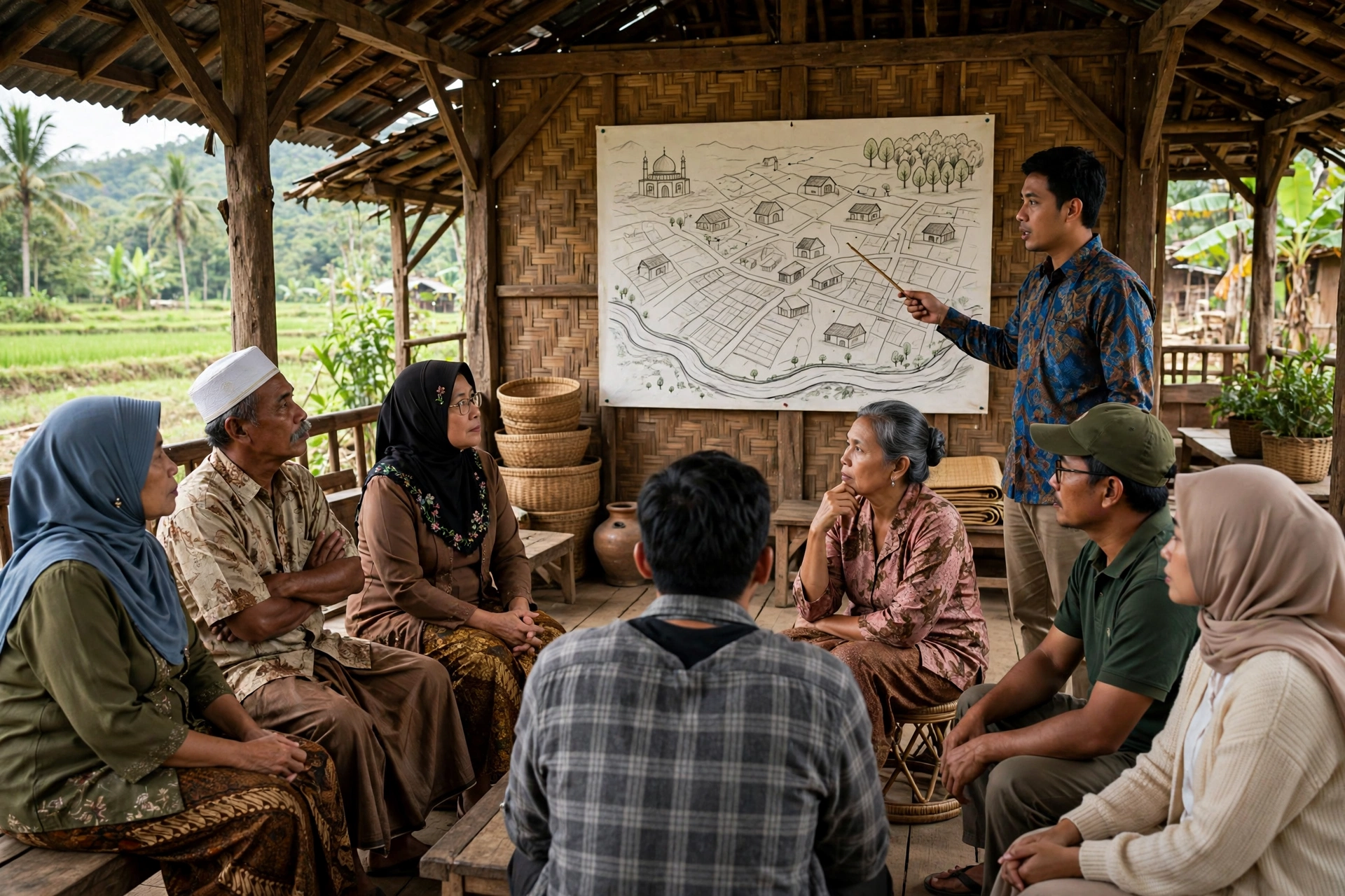 Musyawarah warga dalam pembangunan partisipatif desa di balai desa