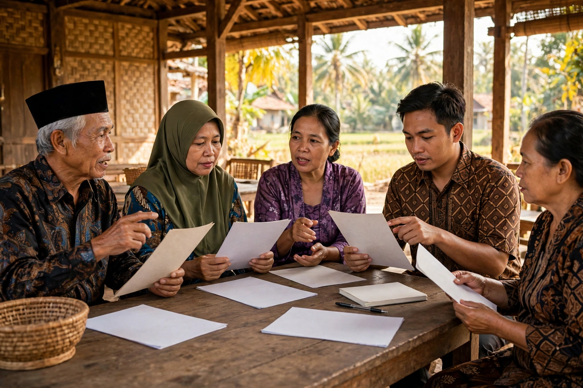 Musyawarah warga desa merencanakan program desa cerdas berbasis data
