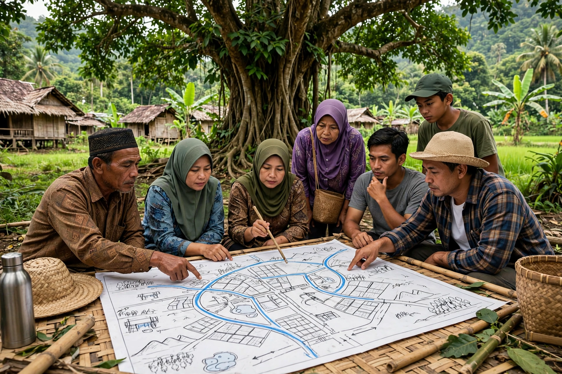 Musyawarah desa menyusun rencana adaptasi perubahan iklim desa bersama warga