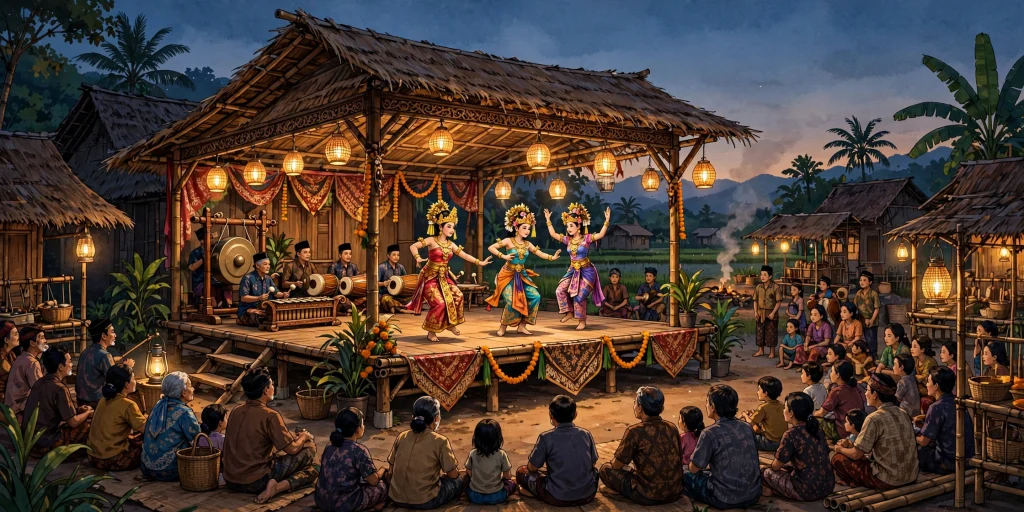 Seni pertunjukan desa di panggung desa Indonesia