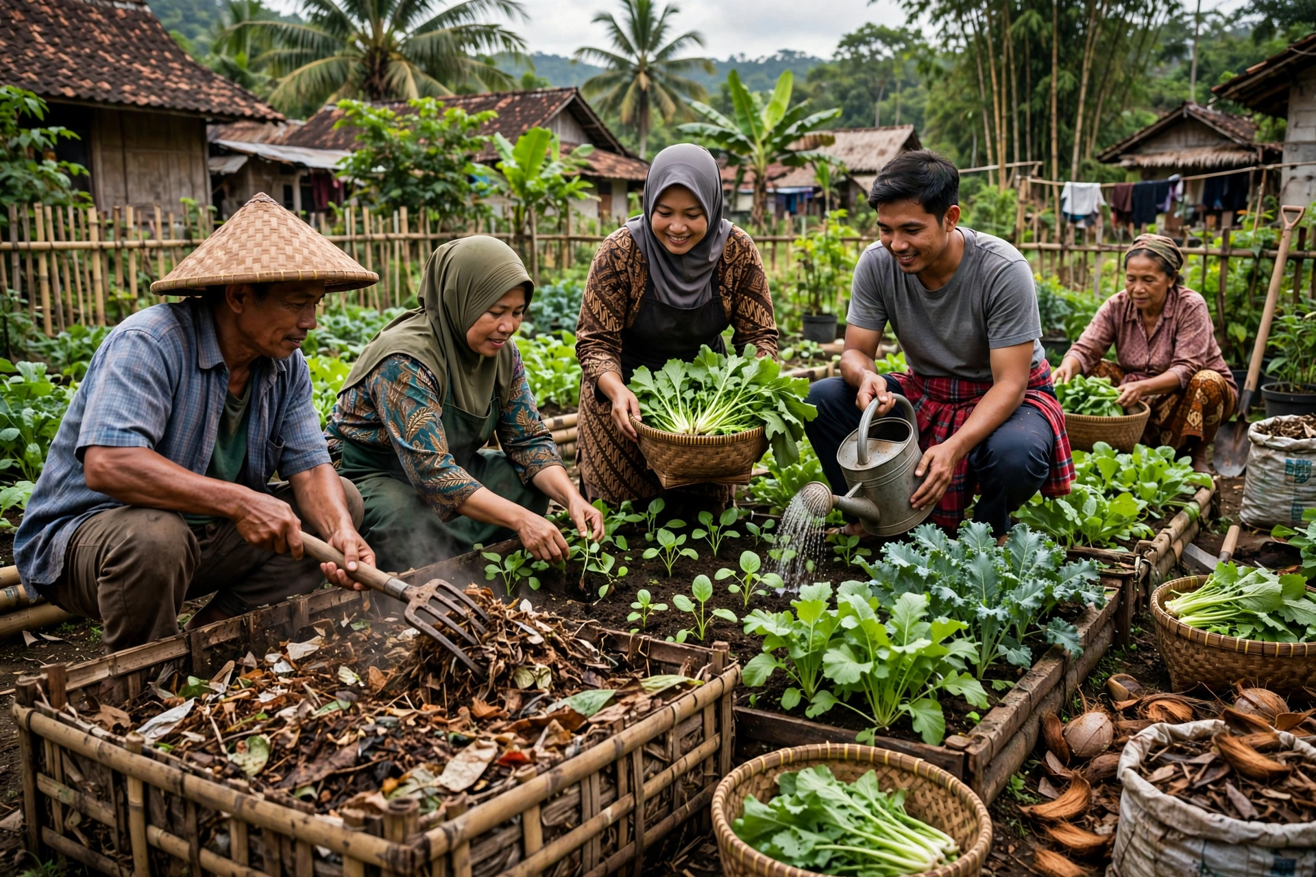 Petani desa mengelola pertanian organik pada lahan pengelolaan kekayaan desa
