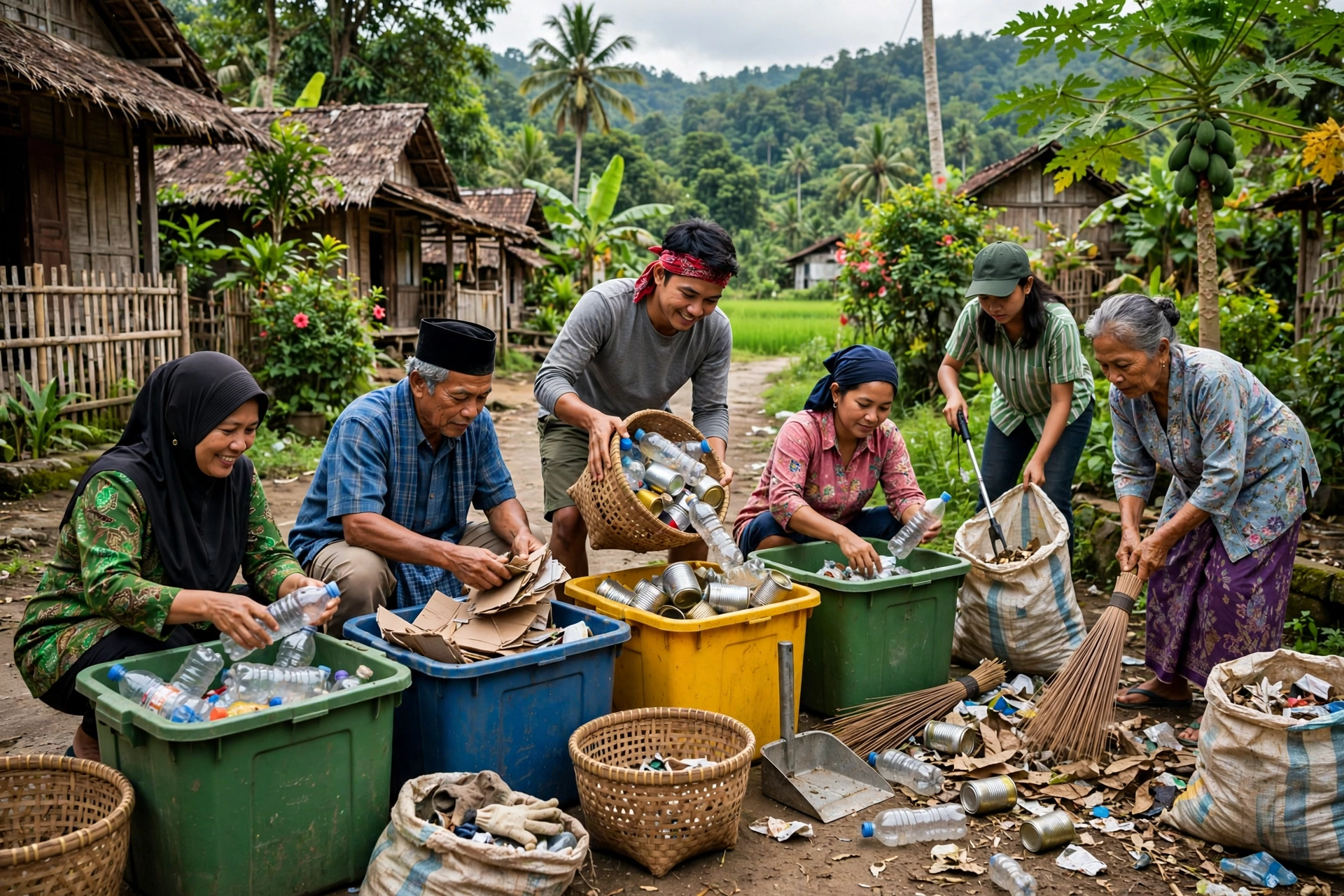SDGs desa gotong royong warga membersihkan lingkungan desa
