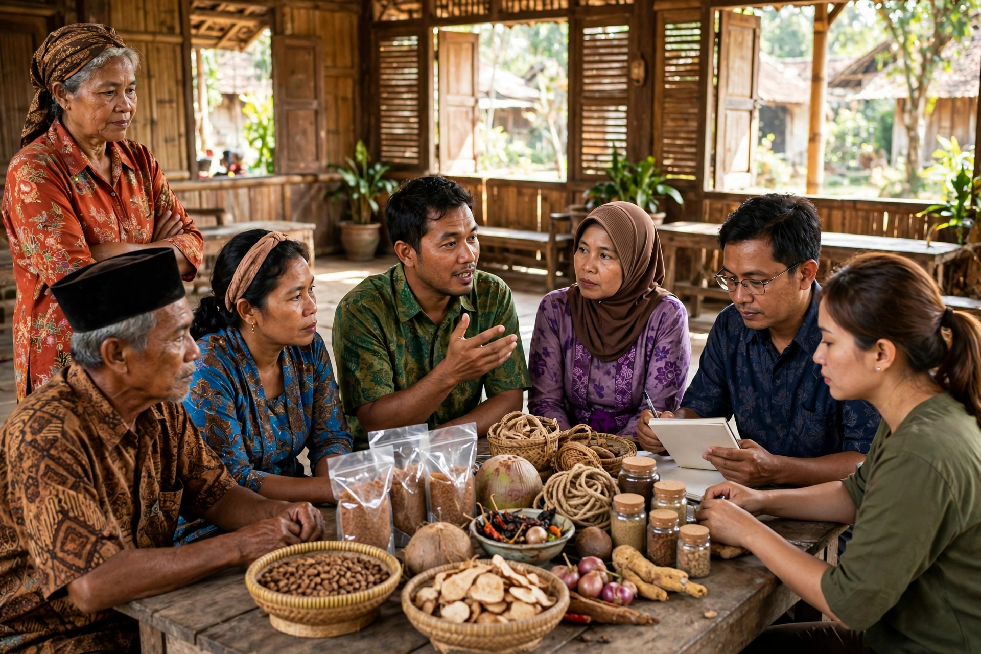Musyawarah warga desa membahas partisipasi masyarakat desa dalam pemberdayaan ekonomi
