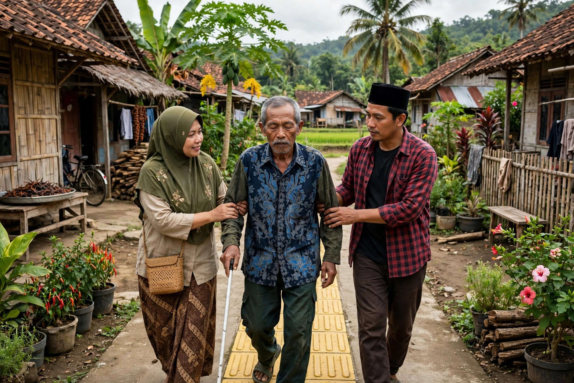 Jalur pemandu tunanetra di desa ramah difabel