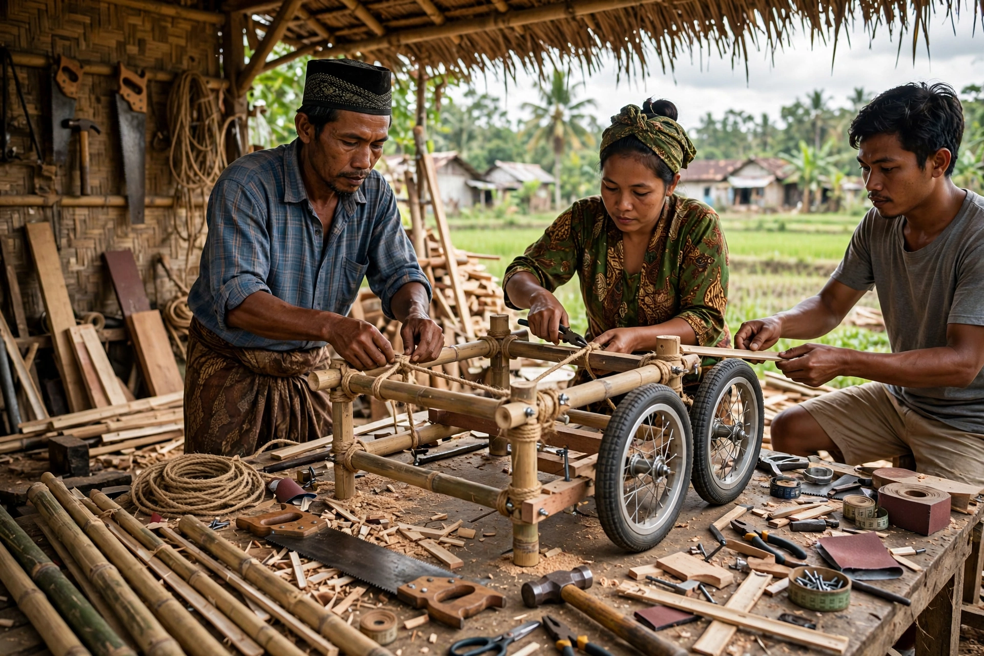 Bengkel desa memproduksi alat bantu disabilitas murah dari bambu dan kayu
