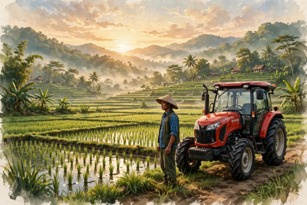 Sewa alat pertanian modern untuk petani desa Indonesia
