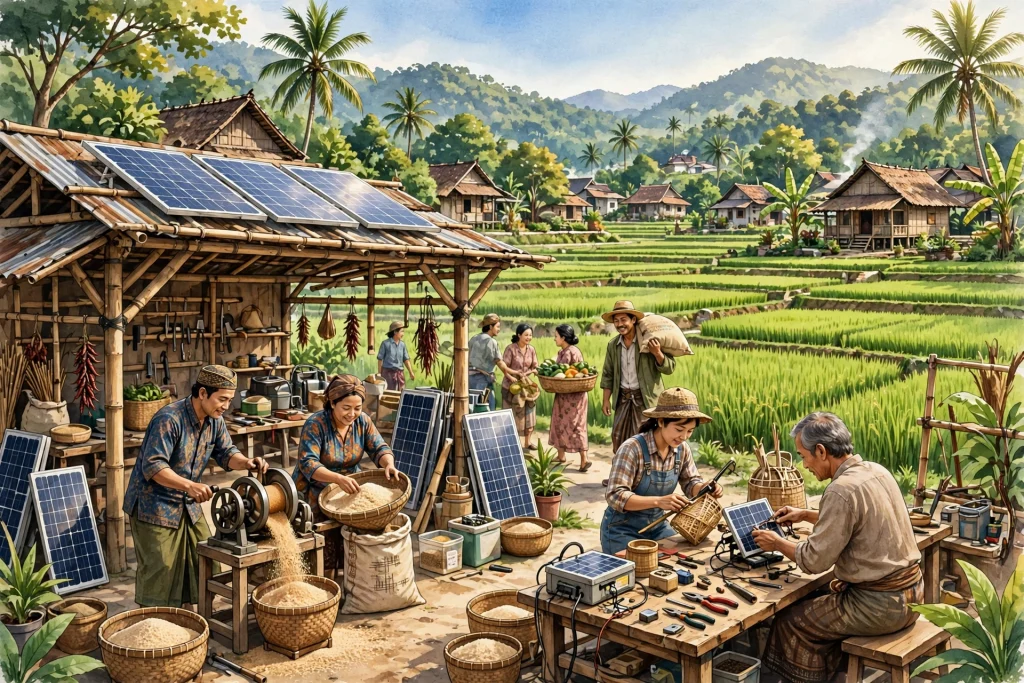 Ilustrasi teknologi tepat guna mendorong pertumbuhan ekonomi dan lapangan kerja desa