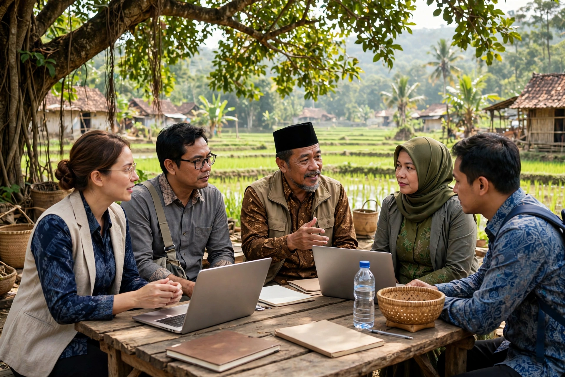 Diskusi kolaborasi akademisi antara perangkat desa dan tim kampus