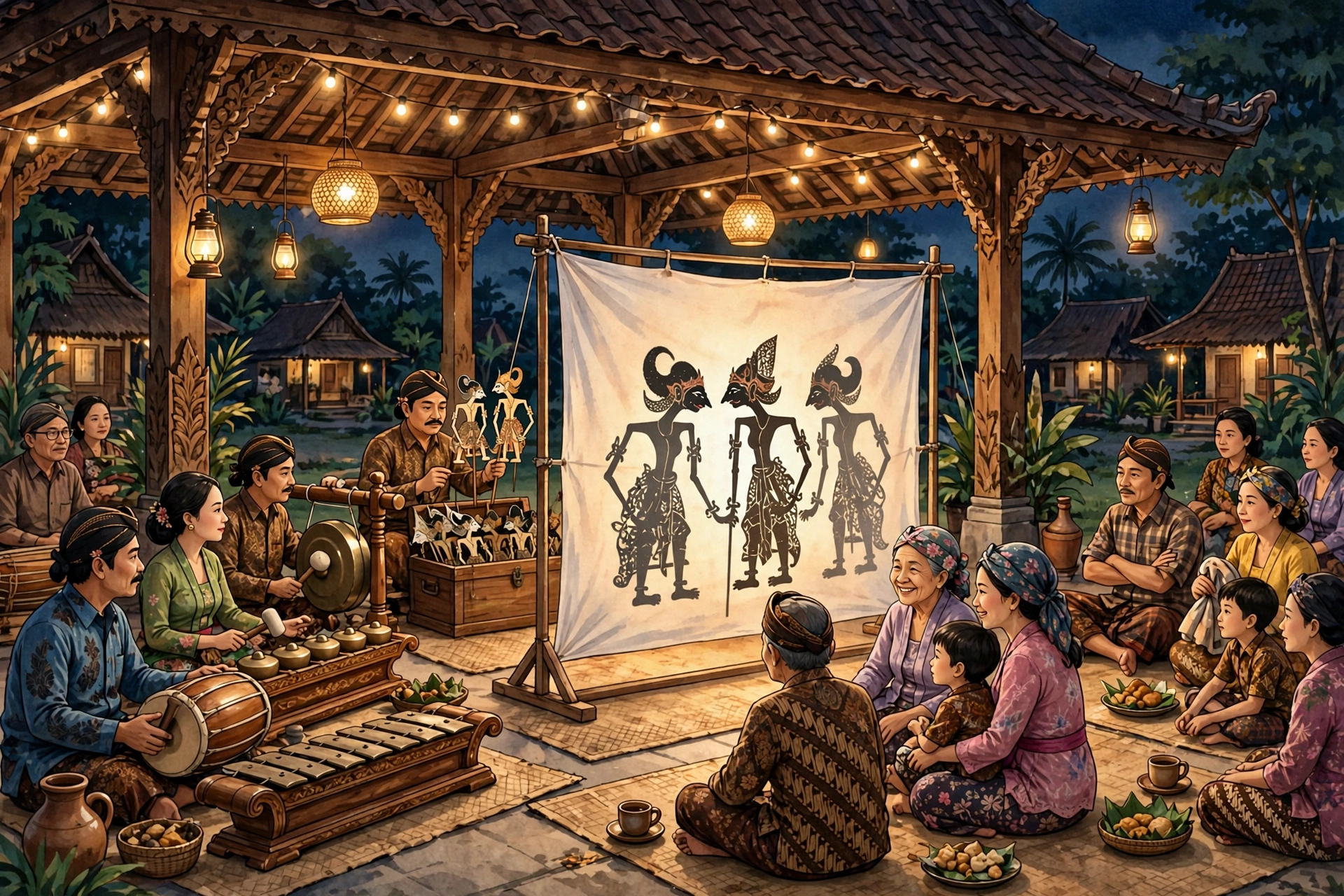 Pagelaran wayang kulit sebagai program budaya dan seni desa berbasis Indeks Desa Membangun