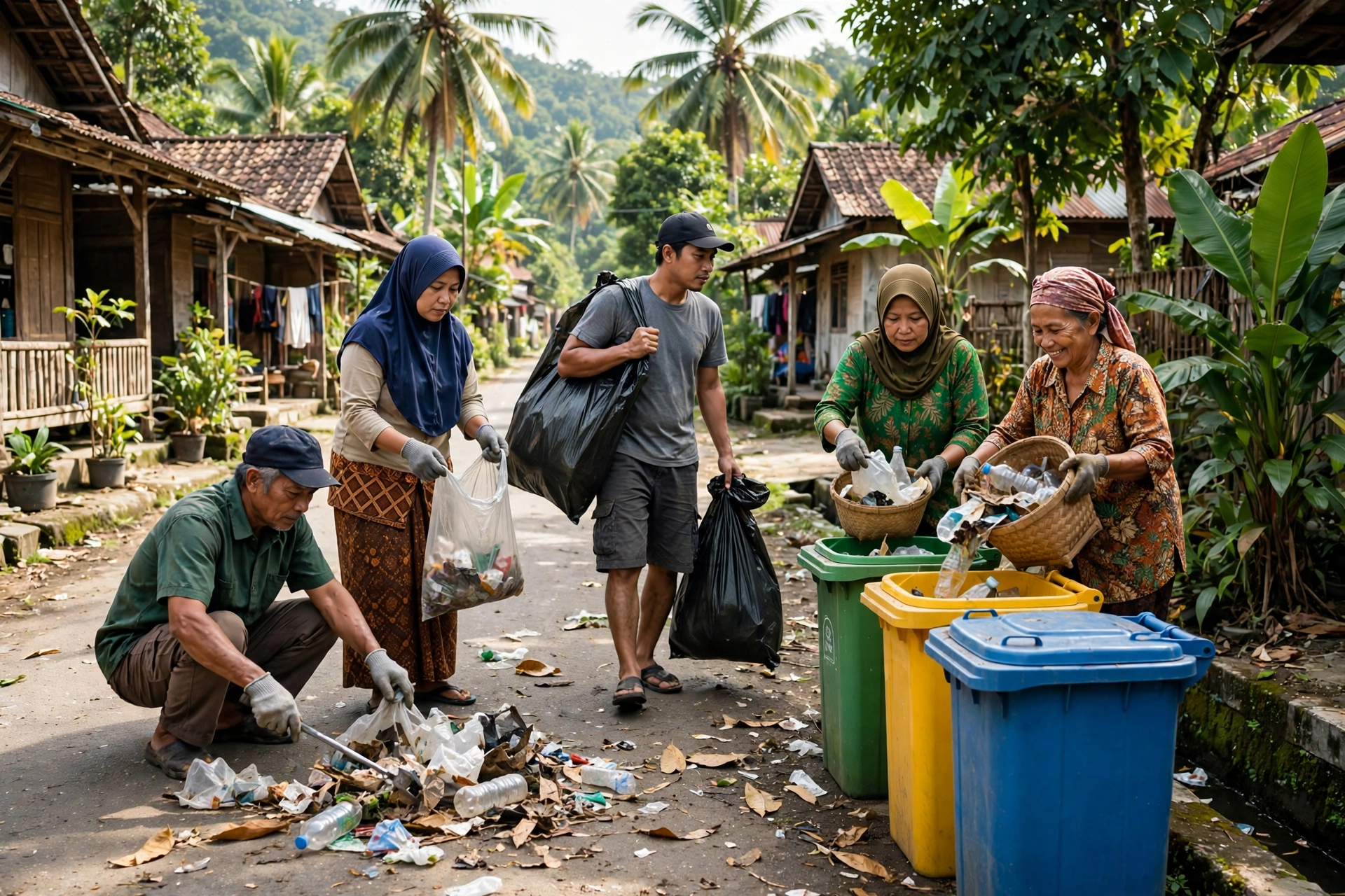 Warga memilah sampah desa untuk pengelolaan sampah desa yang efektif