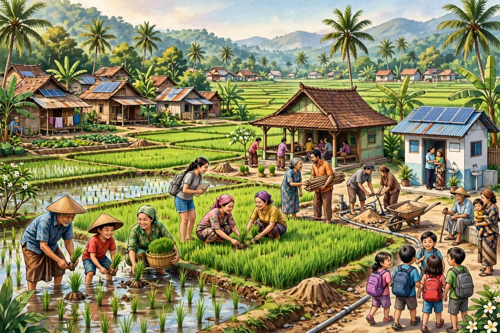 Keadilan sosial desa dengan pertumbuhan merata dalam pembangunan desa