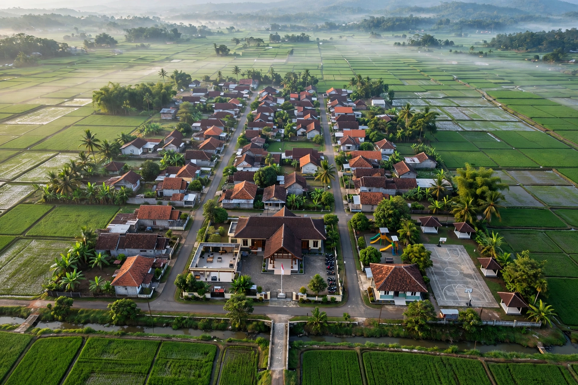 Pemandangan desa tertata sesuai masterplan desa yang berkelanjutan