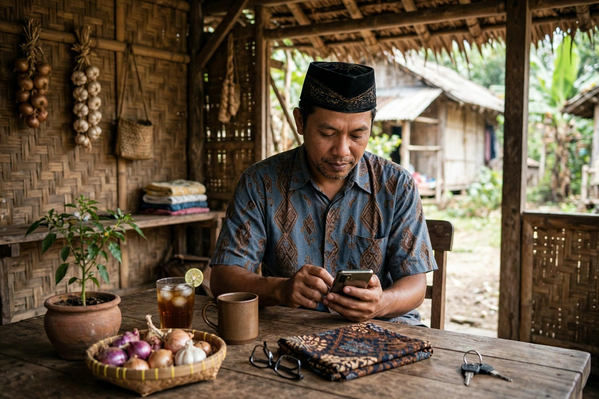 Warga mengajukan permohonan surat online desa lewat ponsel