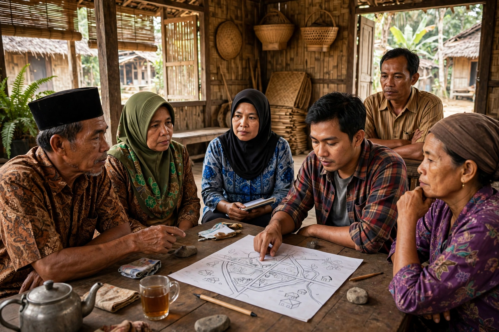 Musyawarah desa membahas potensi desa untuk mengatasi kemiskinan